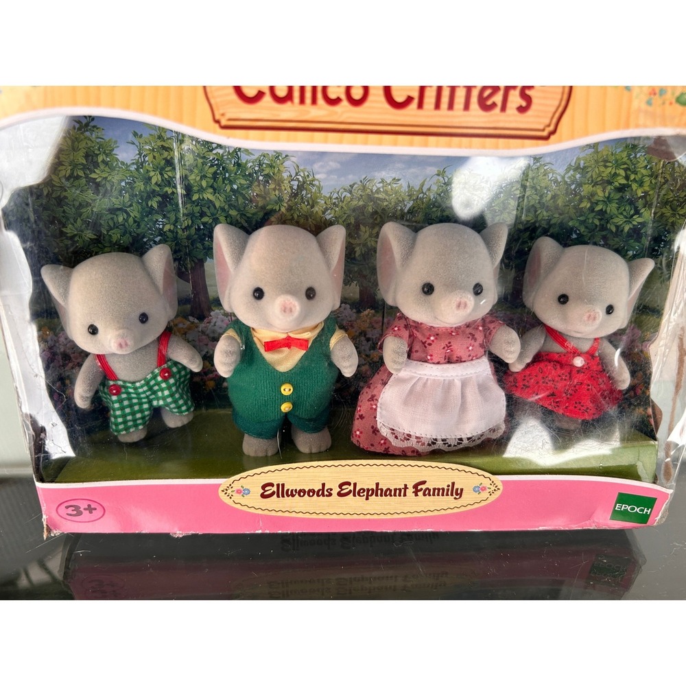 MINT Vintage Calico Critters Ellwoods Elephant Family New in Damaged Box‎
